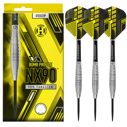 Harrows NX90 Bomb Profile - Steel Tip Darts - 90% Tungsten - 21g