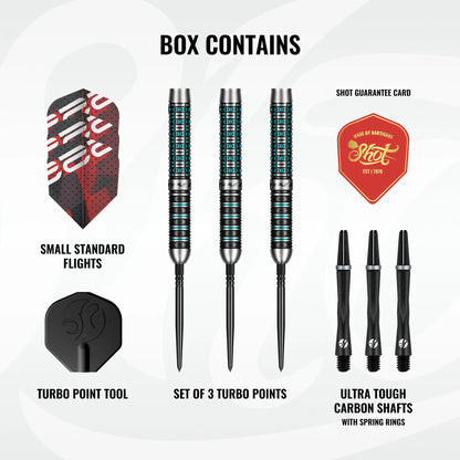 Shot Pro Series Niels Zonneveld Turbo Point Steel Tip Dart Set-90% Tungsten Barrels-23gm