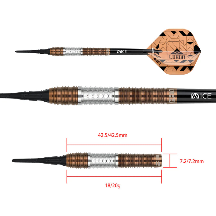 One80 Luxor Delta 20 gram 90% Tungsten Soft Tip Dart Set