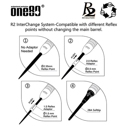 One80 R2 Interchange RE-Pel 22 gram 90% Tungsten Steel Tip Dart Set