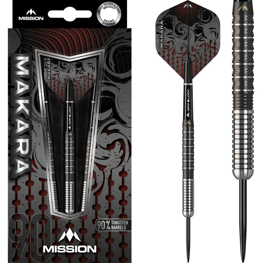 MISSION MAKARA DARTS - STEEL TIP - M1 - GRAPHITE PVD BLACK 24g