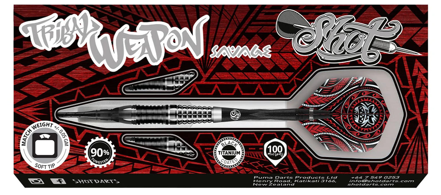 Shot Tribal Weapon Savage Soft Tip Dart Set-90% Tungsten-20gm