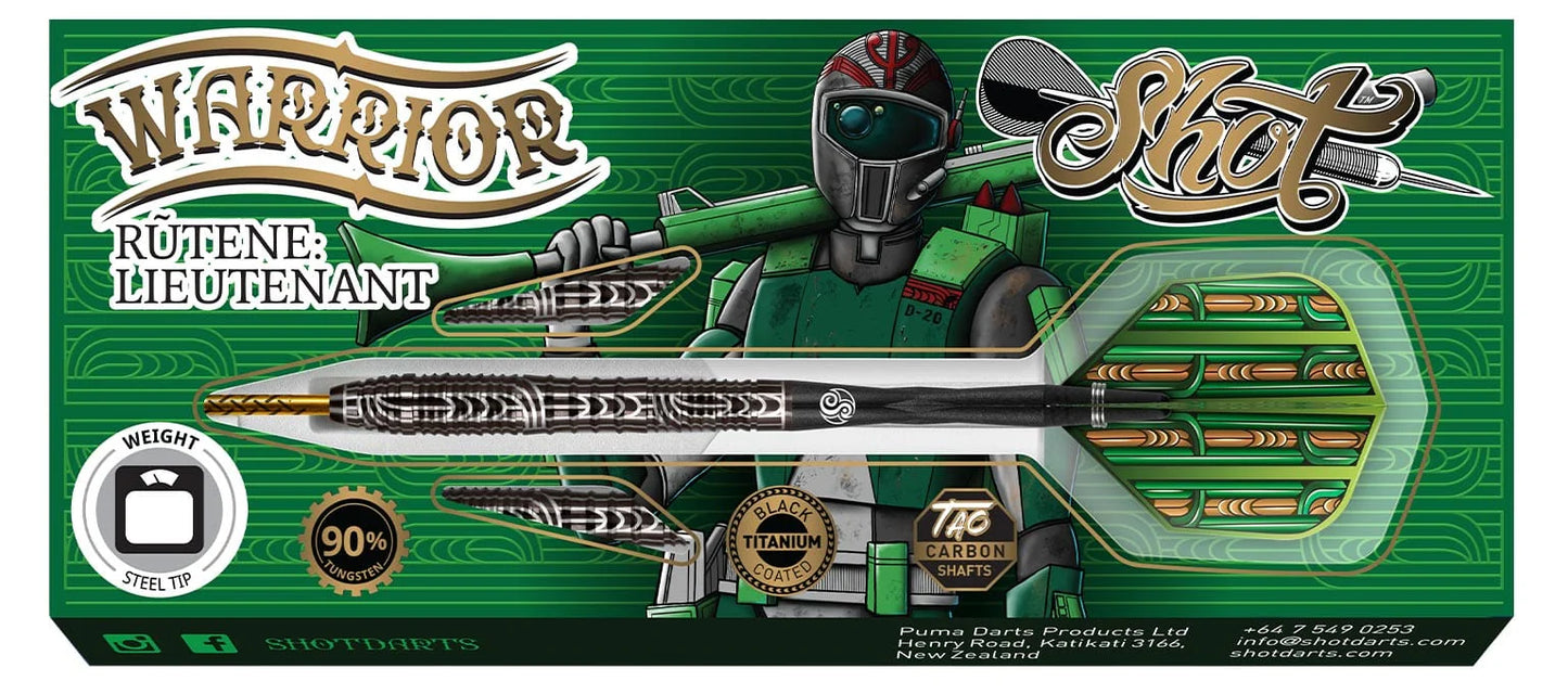 Shot Warrior Rutene Lieutenant Steel Tip Dart Set-90% Tungsten-24gm