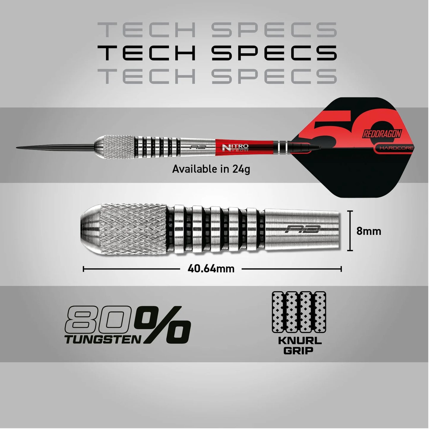 Red Dragon 50 Year Flightmaster Torpedo 2 Steel Tip Darts 24 gram 80% Tungsten