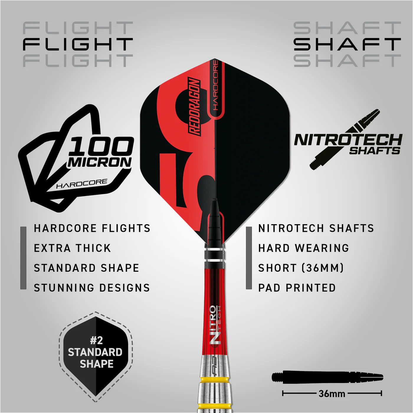 Red Dragon 50 Year Chunky Stumpy 3 Steel Tip Darts 24 gram 85% Tungsten