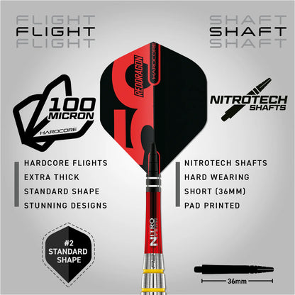 Red Dragon 50 Year Chunky Stumpy 3 Steel Tip Darts 24 gram 85% Tungsten