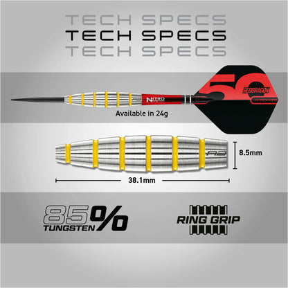 Red Dragon 50 Year Chunky Stumpy 3 Steel Tip Darts 24 gram 85% Tungsten