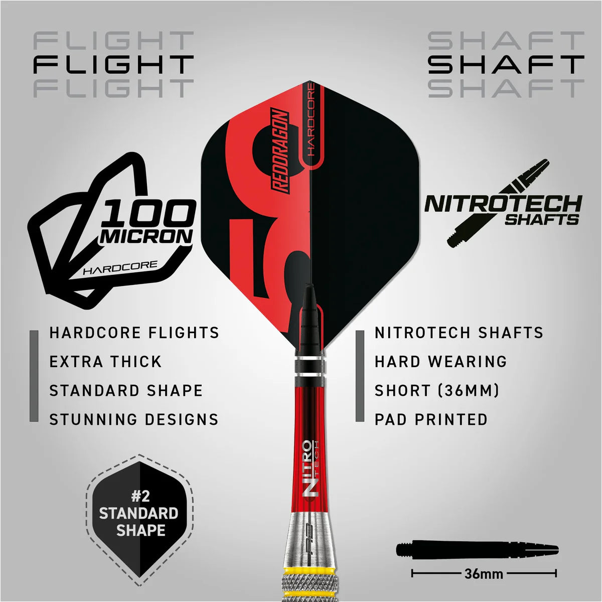 Red Dragon 50 Year Chunky Stumpy 7 Steel Tip Darts 28 gram 85% Tungsten