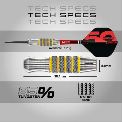 Red Dragon 50 Year Chunky Stumpy 7 Steel Tip Darts 28 gram 85% Tungsten