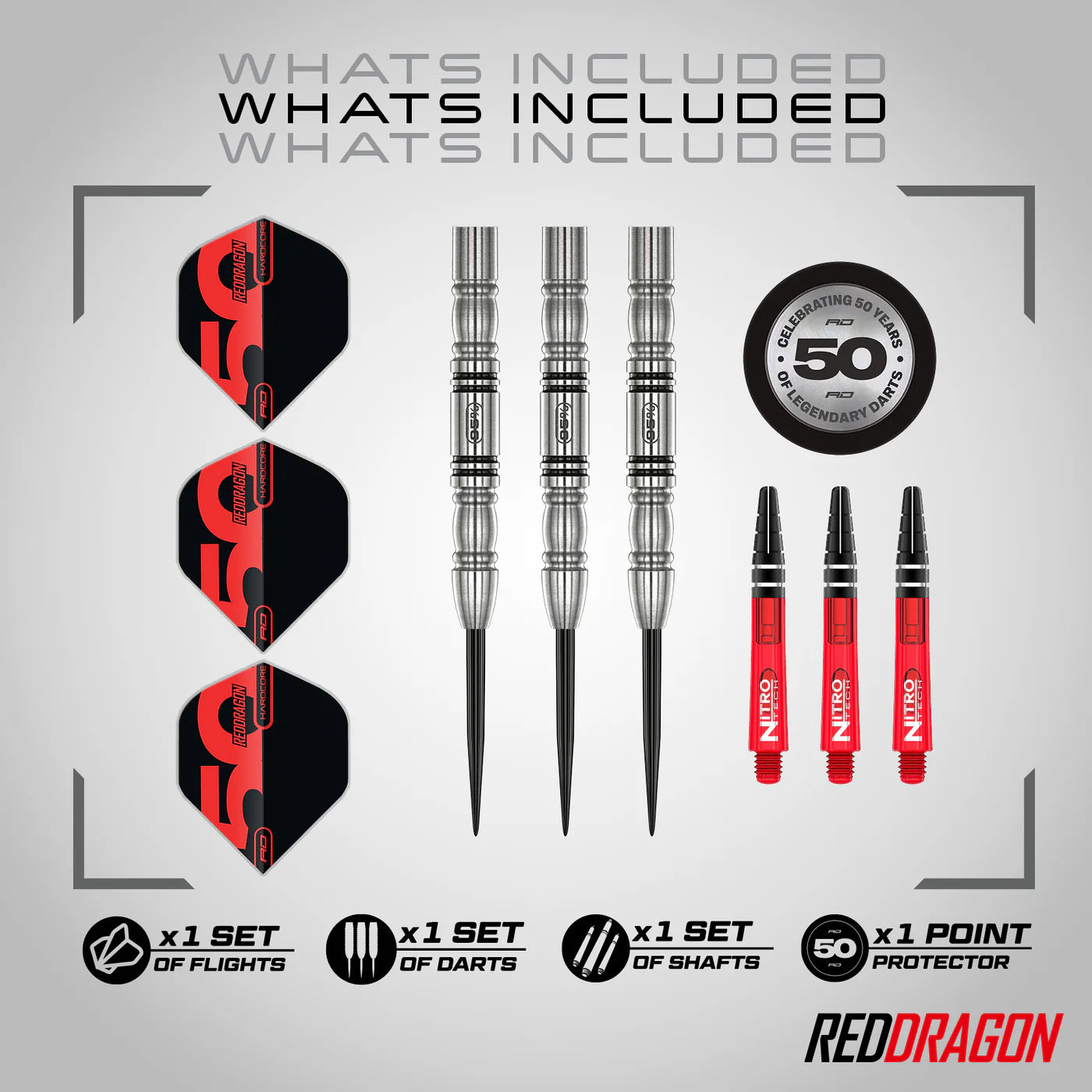 Red Dragon 50 Year Penetrator 4 Steel Tip Darts 23 gram 95% Tungsten