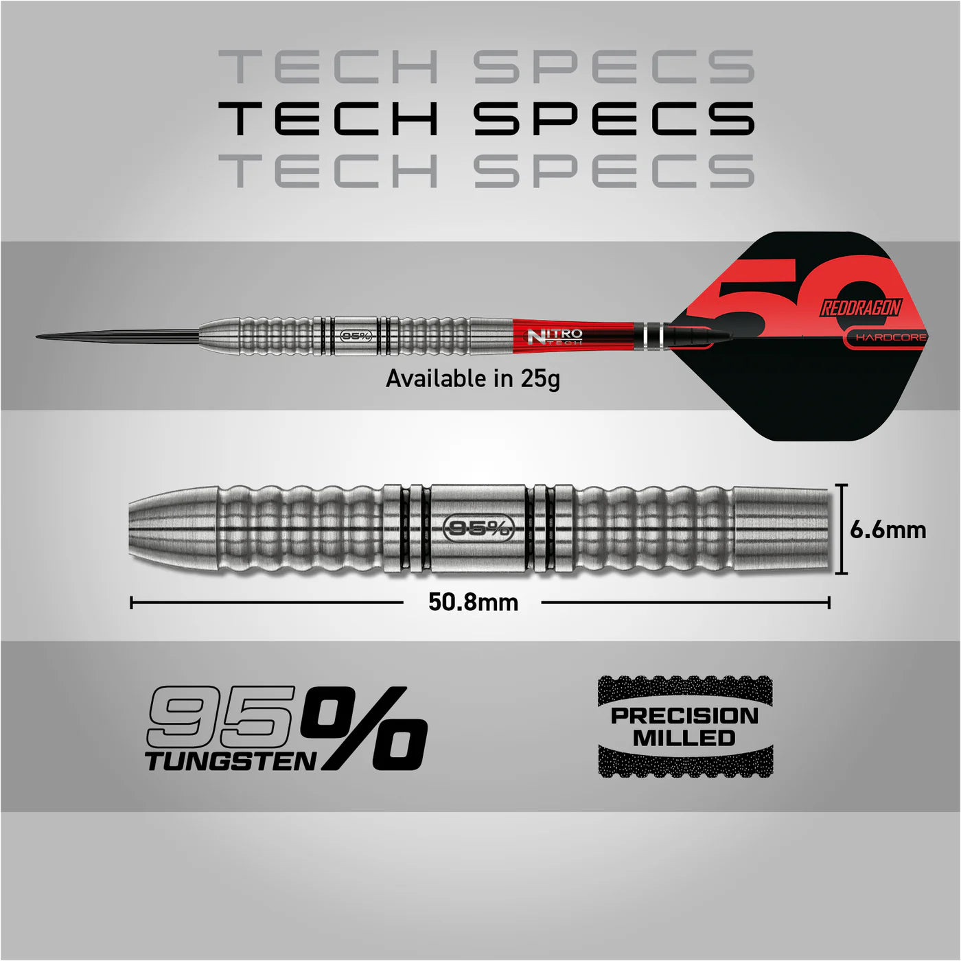 Red Dragon 50 Year Penetrator 1 Steel Tip Darts 25 gram 95% Tungsten