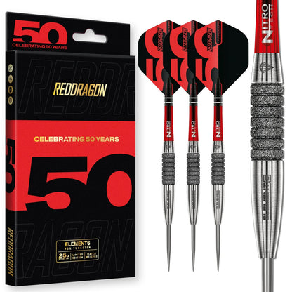 Red Dragon 50 Year Element6 C Steel Tip Darts 25 gram 90% Tungsten