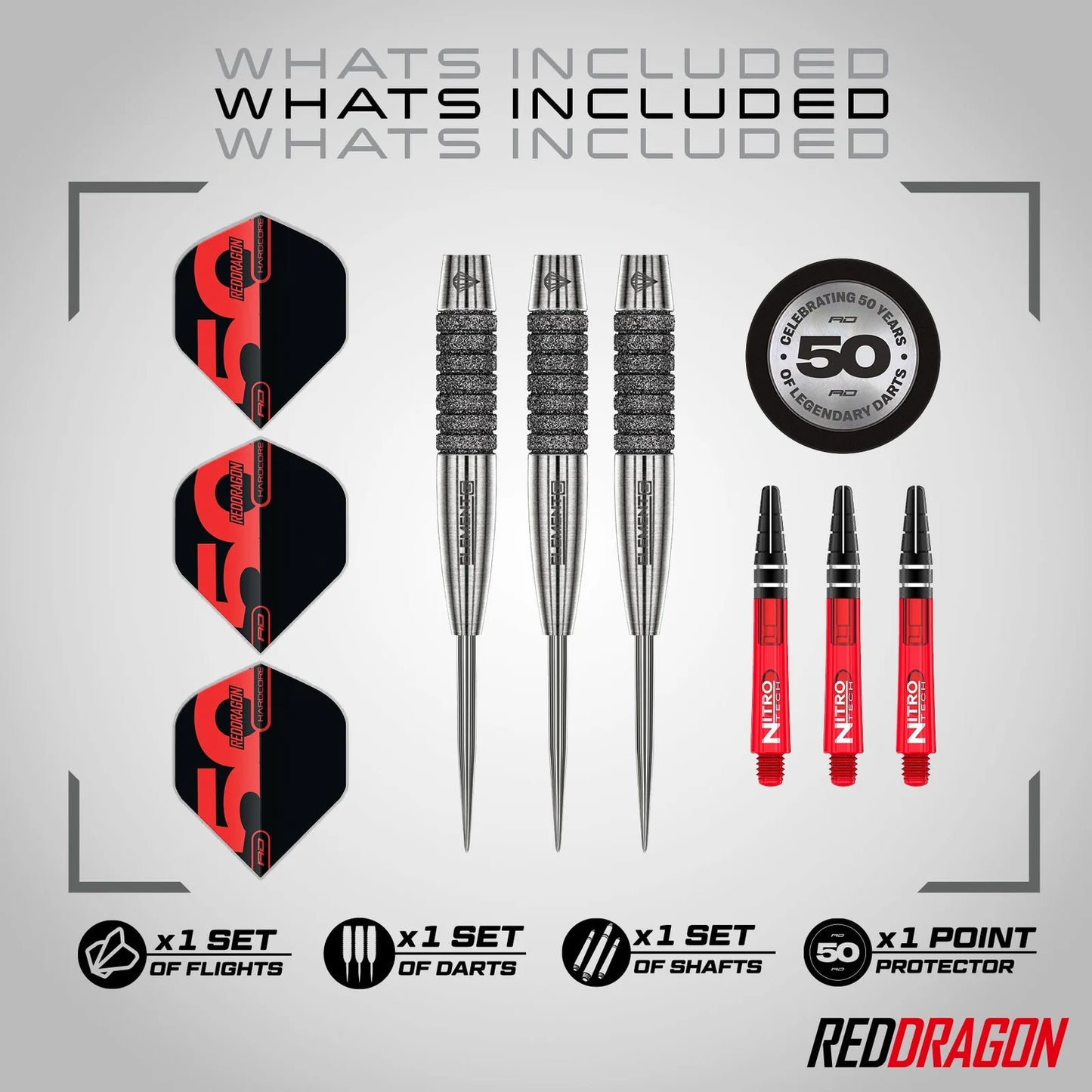 Red Dragon 50 Year Element6 C Steel Tip Darts 25 gram 90% Tungsten