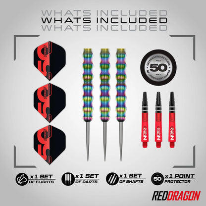 Red Dragon 50 Year Shockwave 1 Steel Tip Darts 26 gram 90% Tungsten