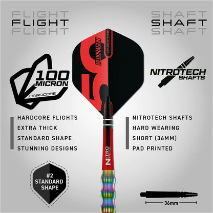 Red Dragon 50 Year Shockwave 1 Steel Tip Darts 26 gram 90% Tungsten
