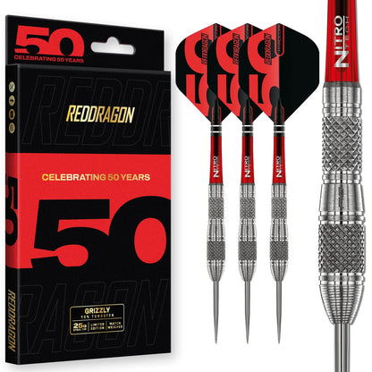 Red Dragon 50 Year Grizzly 4 Steel Tip Darts 25 gram 90% Tungsten