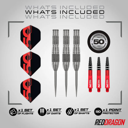 Red Dragon 50 Year Grizzly 4 Steel Tip Darts 25 gram 90% Tungsten