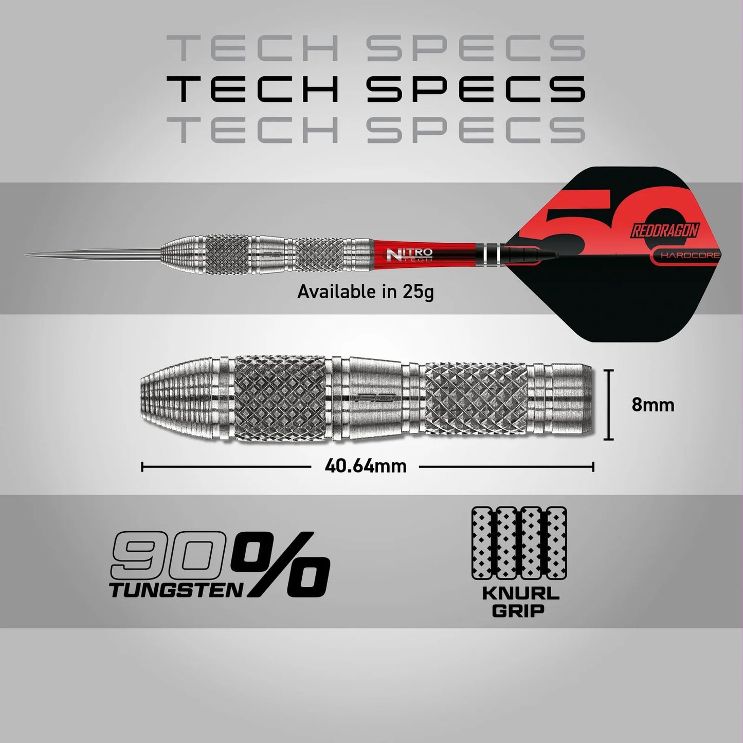 Red Dragon 50 Year Grizzly 4 Steel Tip Darts 25 gram 90% Tungsten