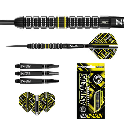 Red Dragon ASTRAEUS Q4X PARALLEL Steel Tip Dart Set 24 gram 90% Tungsten