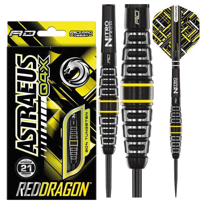 Red Dragon ASTRAEUS Q4X TORPEDO Steel Tip Dart Set 21 gram 90% Tungsten