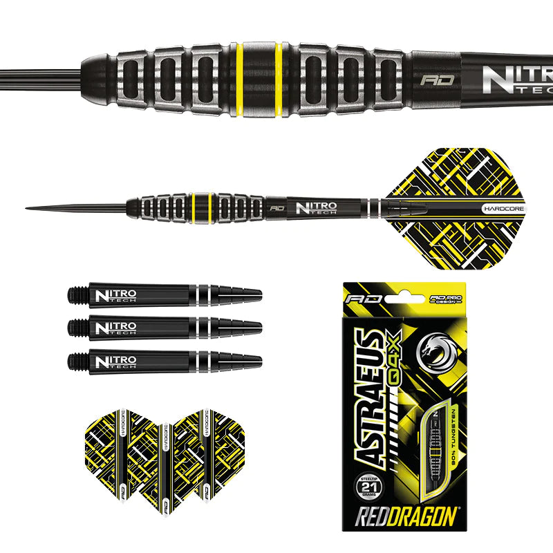 Red Dragon ASTRAEUS Q4X TORPEDO Steel Tip Dart Set 21 gram 90% Tungsten
