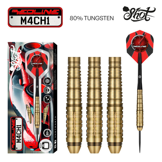 Shot Redline M4CH1 Steel Tip Dart Set-80% Tungsten Barrels-26gm