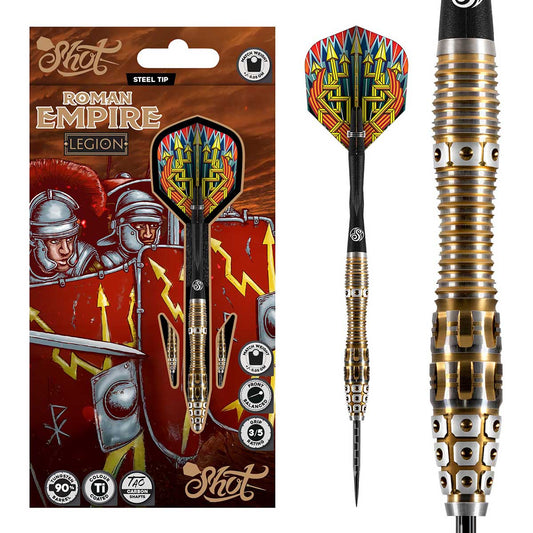 Shot Roman Empire Legion Steel Tip Dart Set-90% Tungsten Barrels-24gm