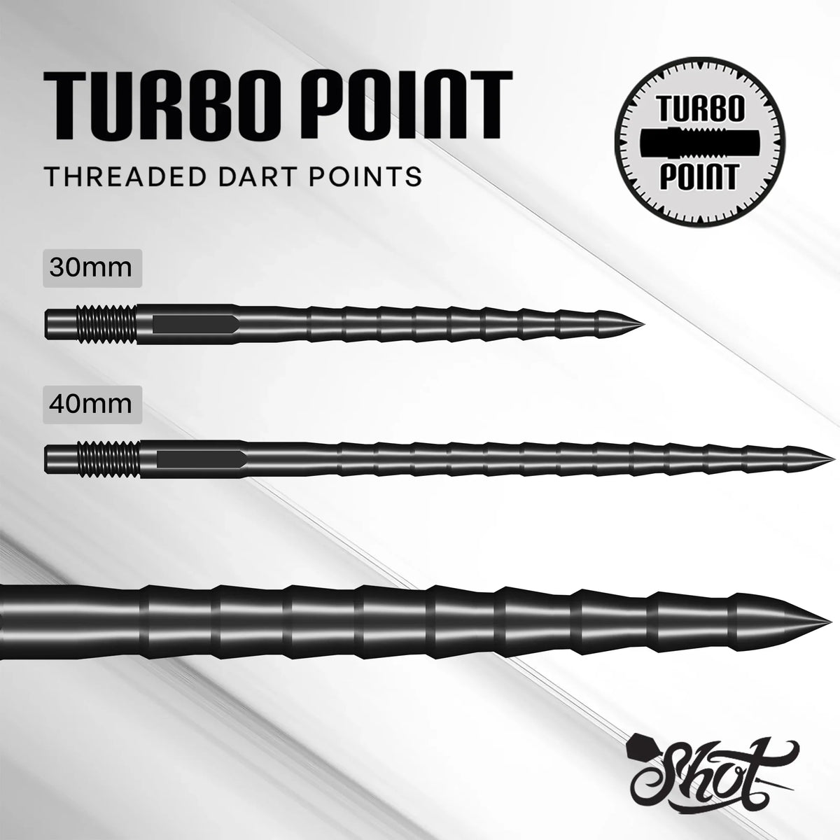 Shot Turbo RS Steel Tip Turbo Dart Points - Black - 30mm