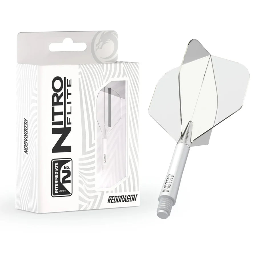Red Dragon Nitro Flite Integrated Flight and Shaft System - No2 Intermediate White & Clear