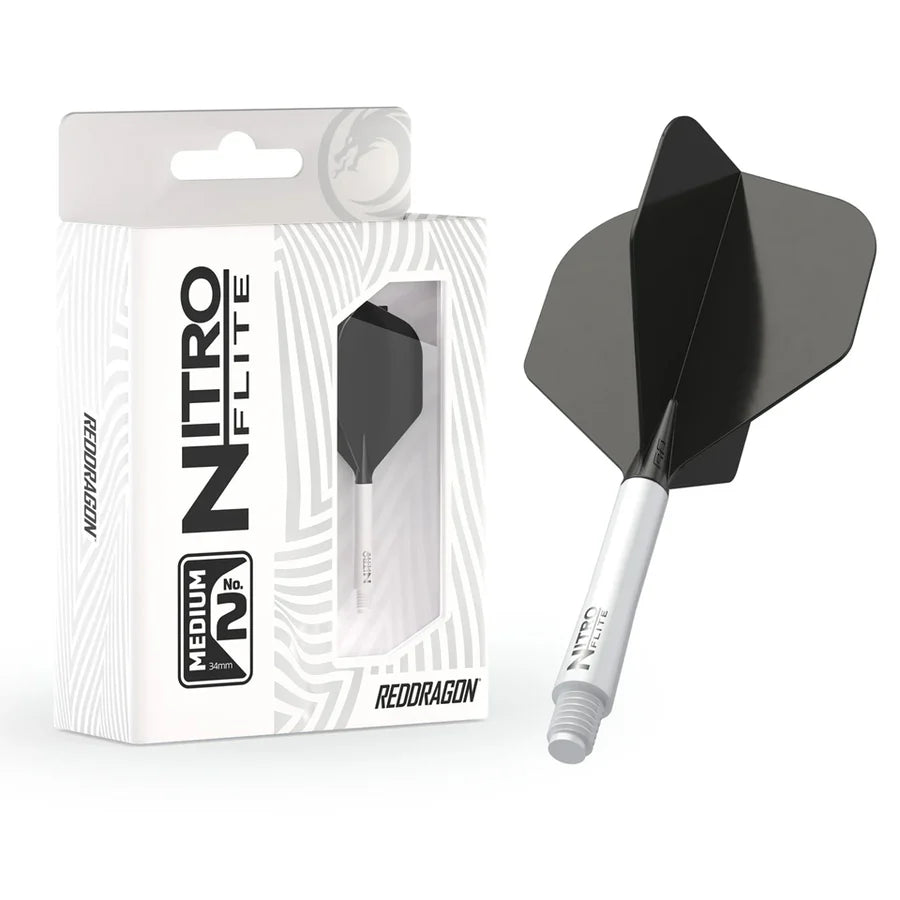 Red Dragon Nitro Flite Integrated Flight and Shaft System - No2 Medium White & Black