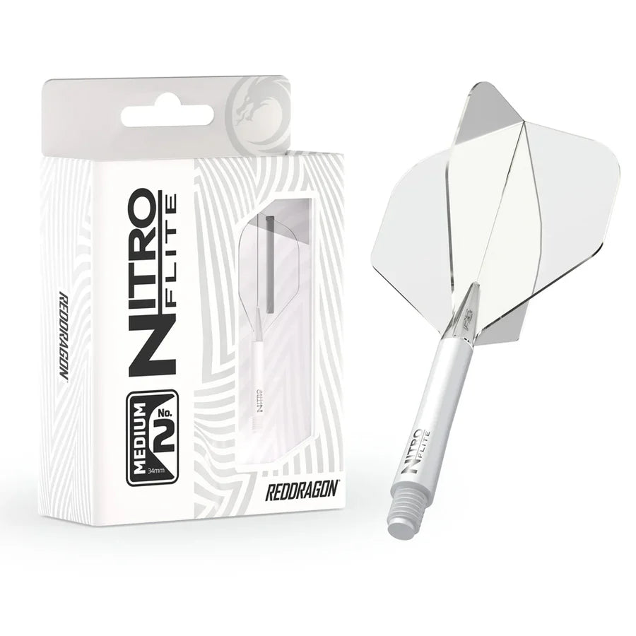 Red Dragon Nitro Flite Integrated Flight and Shaft System - No2 Medium White & Clear