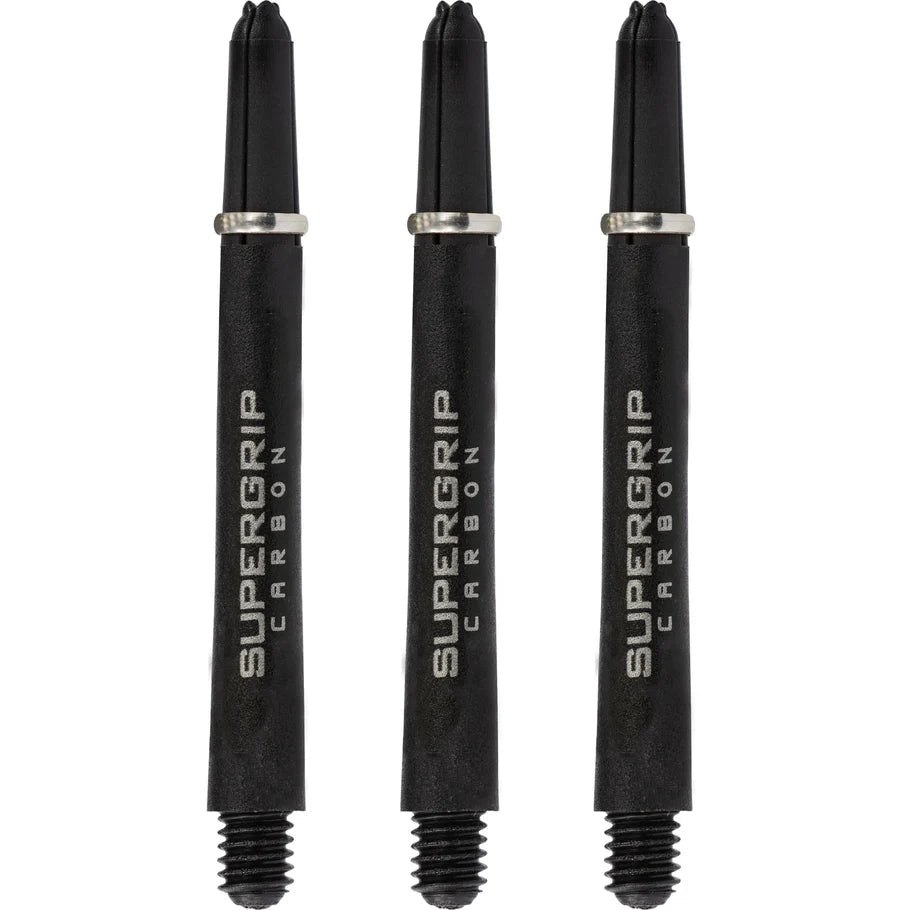 Harrows Supergrip Carbon Dart Shafts - Black & Silver - Medium