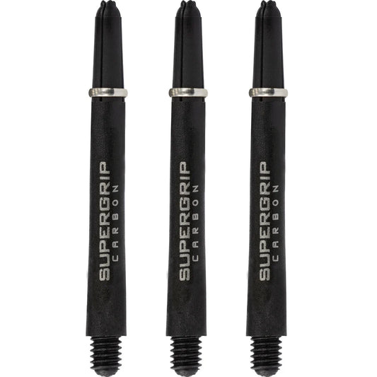Harrows Supergrip Carbon Dart Shafts - Black & Silver - Medium