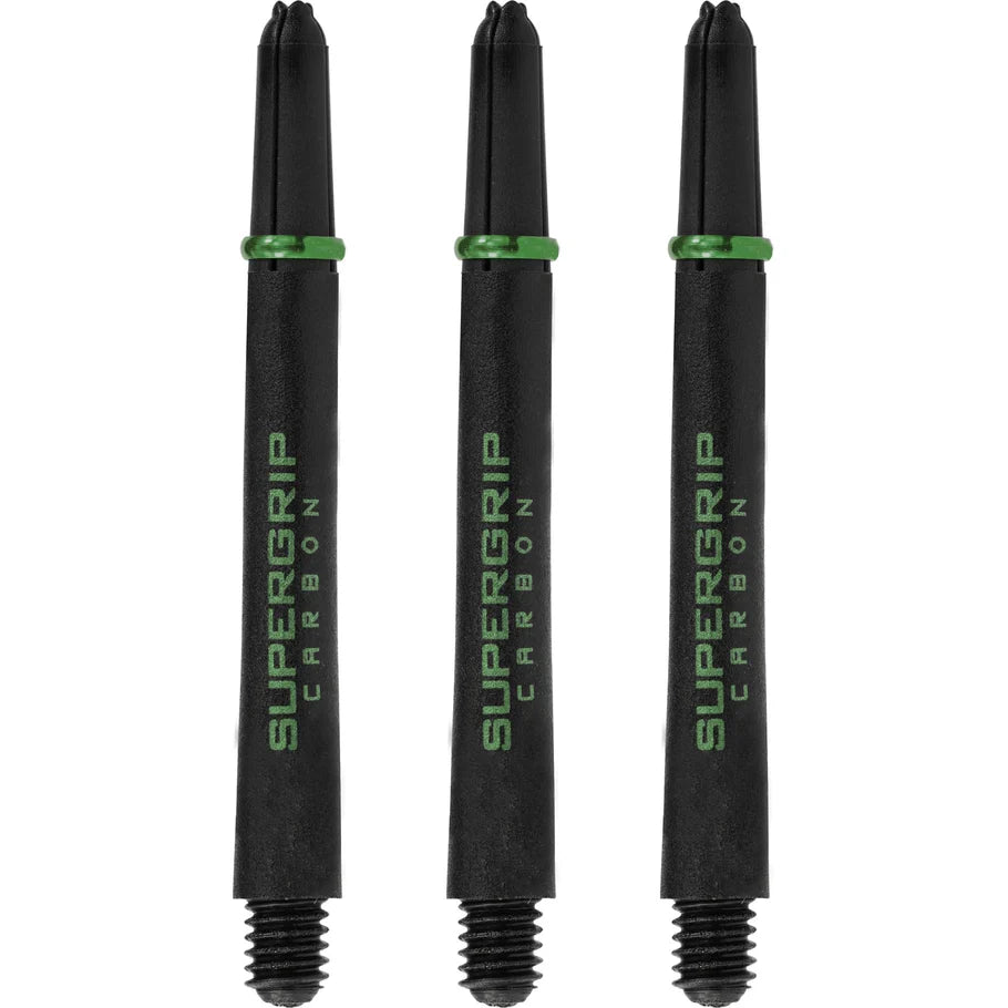 Harrows Supergrip Carbon Dart Shafts - Black & Green - Medium