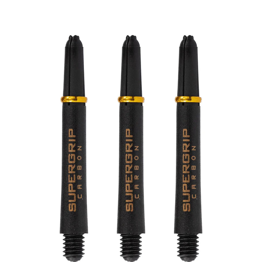 Harrows Supergrip Carbon Dart Shafts - Black & Gold - Midi