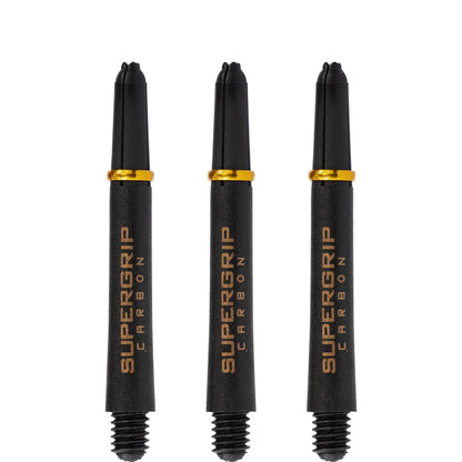 Harrows Supergrip Carbon Dart Shafts - Black & Gold - Midi