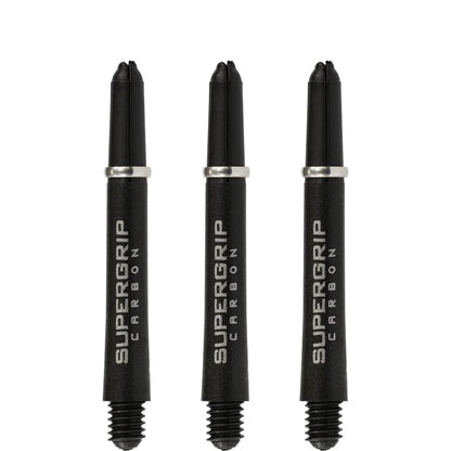 Harrows Supergrip Carbon Dart Shafts - Black & Silver - Midi