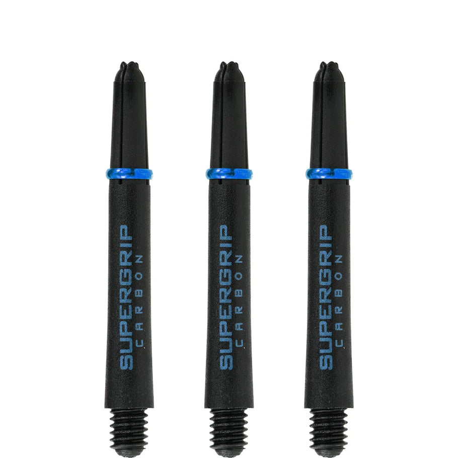 Harrows Supergrip Carbon Dart Shafts - Black & Aqua - Midi
