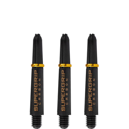 Harrows Supergrip Carbon Dart Shafts - Black & Gold - Short