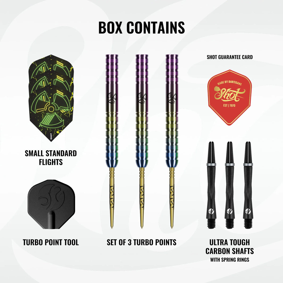 Shot Pro Series Stowe Buntz 3.0 Turbo Point Steel Tip Dart Set-90% Tungsten Barrels-23gm