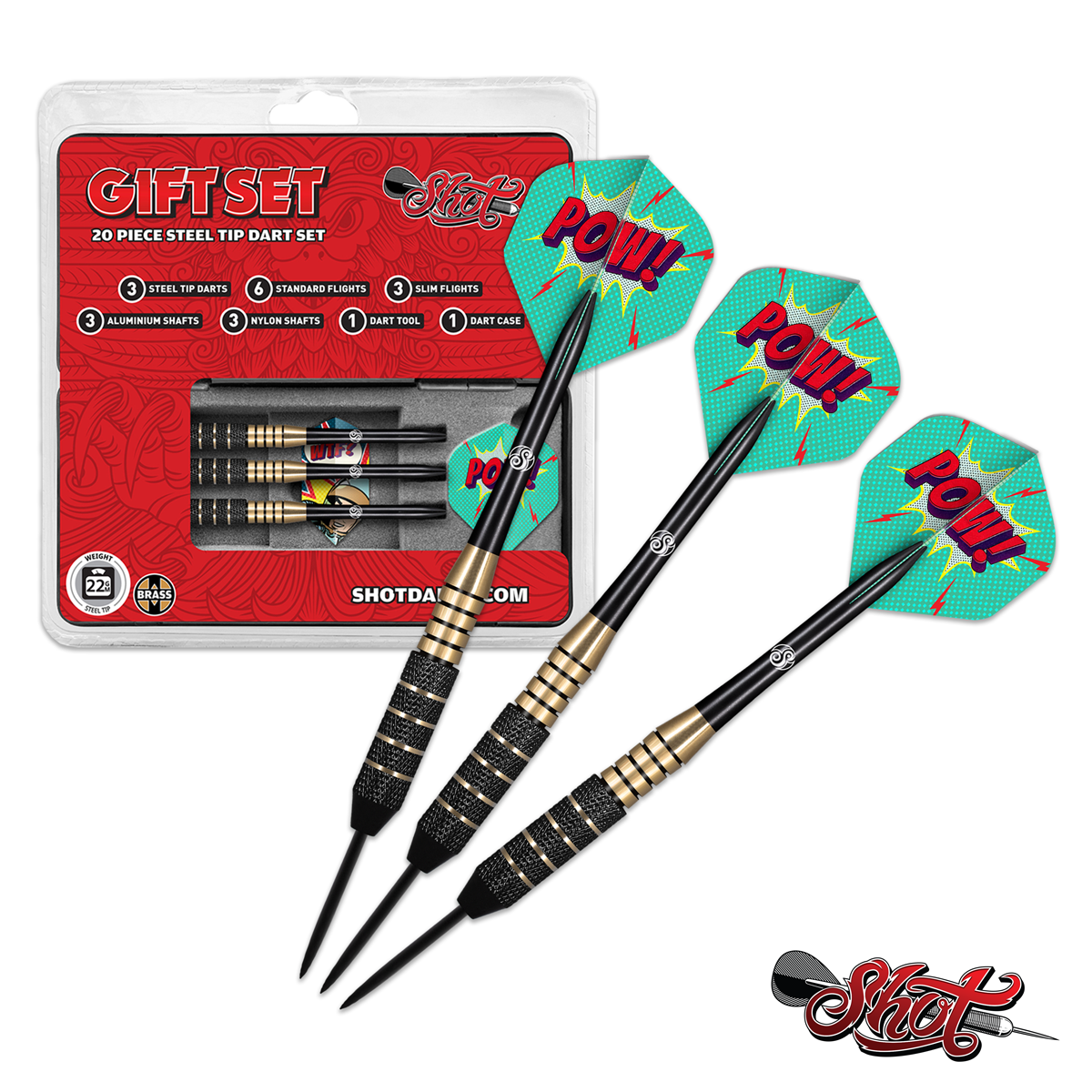 Shot 20 Piece Dart Gift Set 24gm