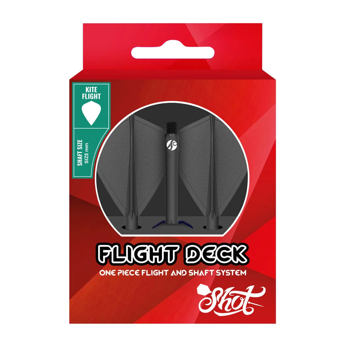 Shot Flight Deck One Piece Dart Flight and Shaft System - Kite - Black - In Between
