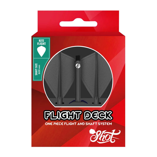 Shot Flight Deck One Piece Dart Flight and Shaft System - Kite - Black - Short
