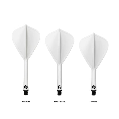 Shot Flight Deck One Piece Dart Flight and Shaft System - Kite - White - In Between