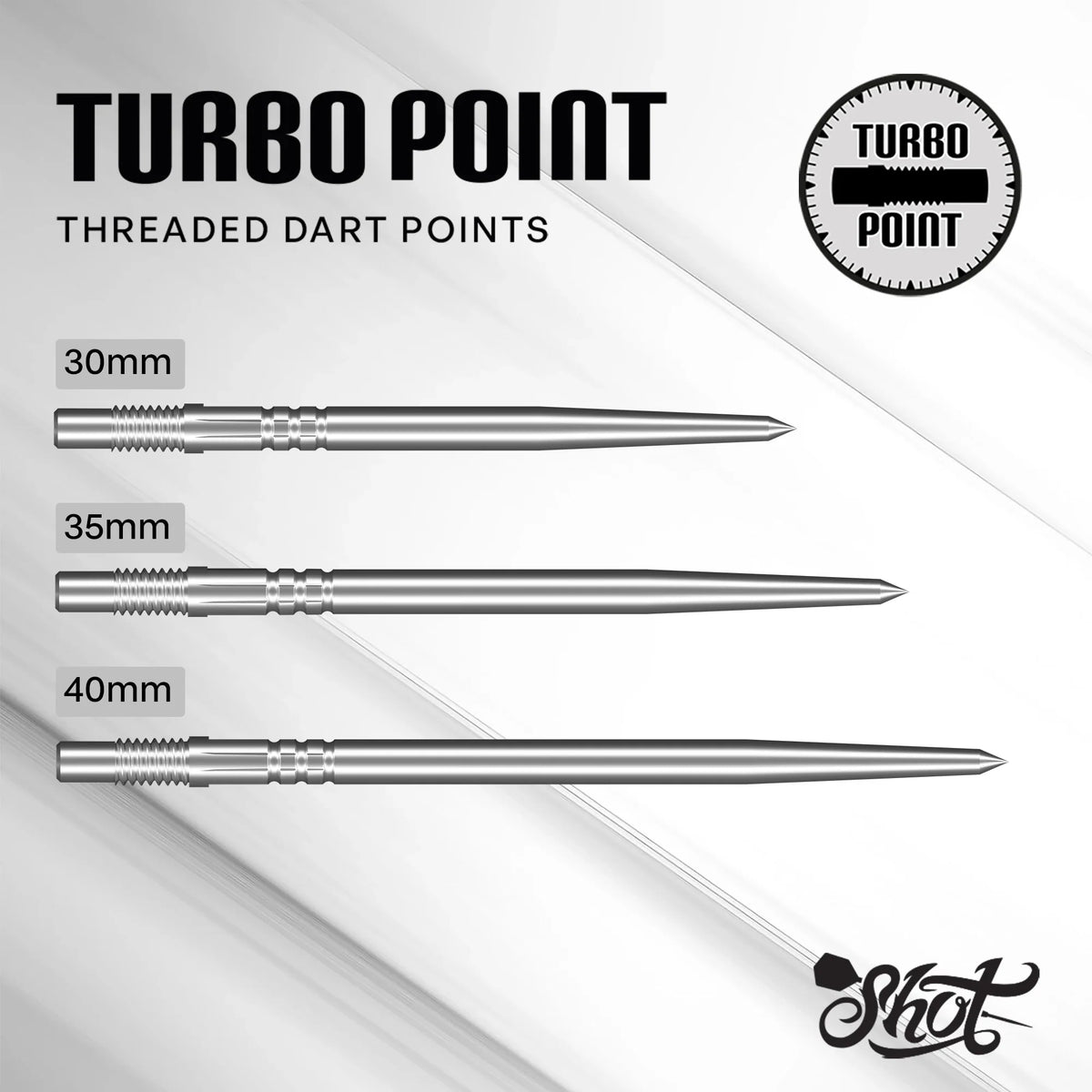 Shot Turbo Dart Points - Silver 40mm