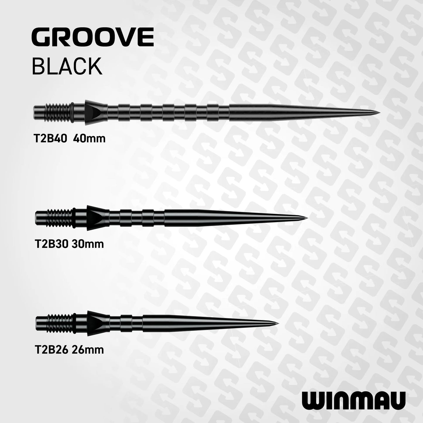 Winmau Switch Steel Tip Points - Grooved Black 26mm
