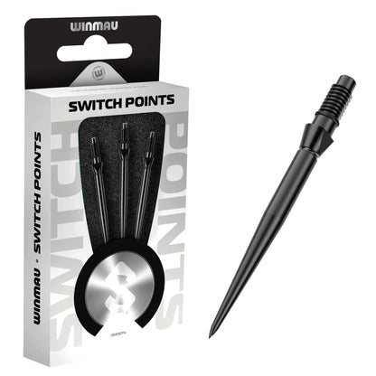 Winmau Switch Steel Tip Points - Smooth Black 26mm