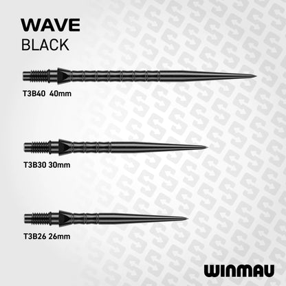 Winmau Switch Steel Tip Points - Wave Black 26mm