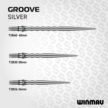 Winmau Switch Steel Tip Points - Grooved Silver 26mm