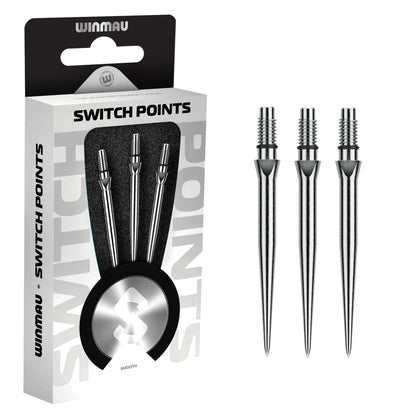 Winmau Switch Steel Tip Points - Smooth Silver 40mm